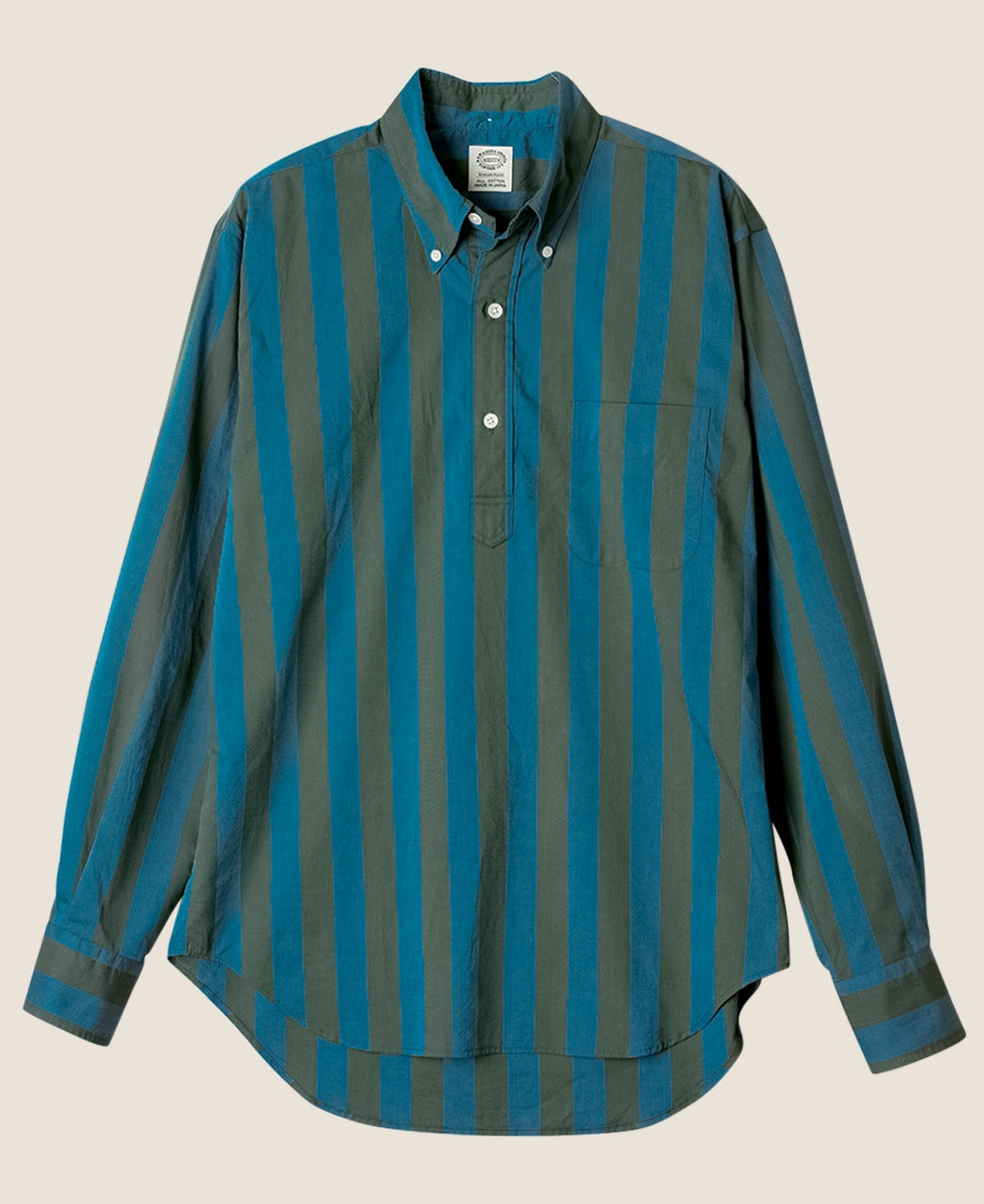 Vintage Ivy Olive green and Blue Stripe Popover – Kamakura Shirts Global  Online Store