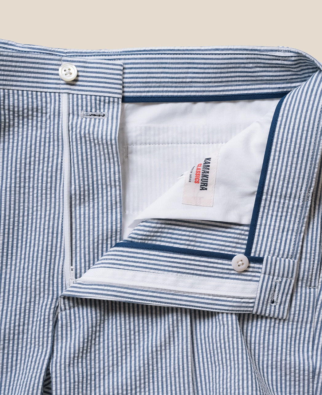 Classic Cut Ivy Trousers Seersucker Stripe – Kamakura Shirts