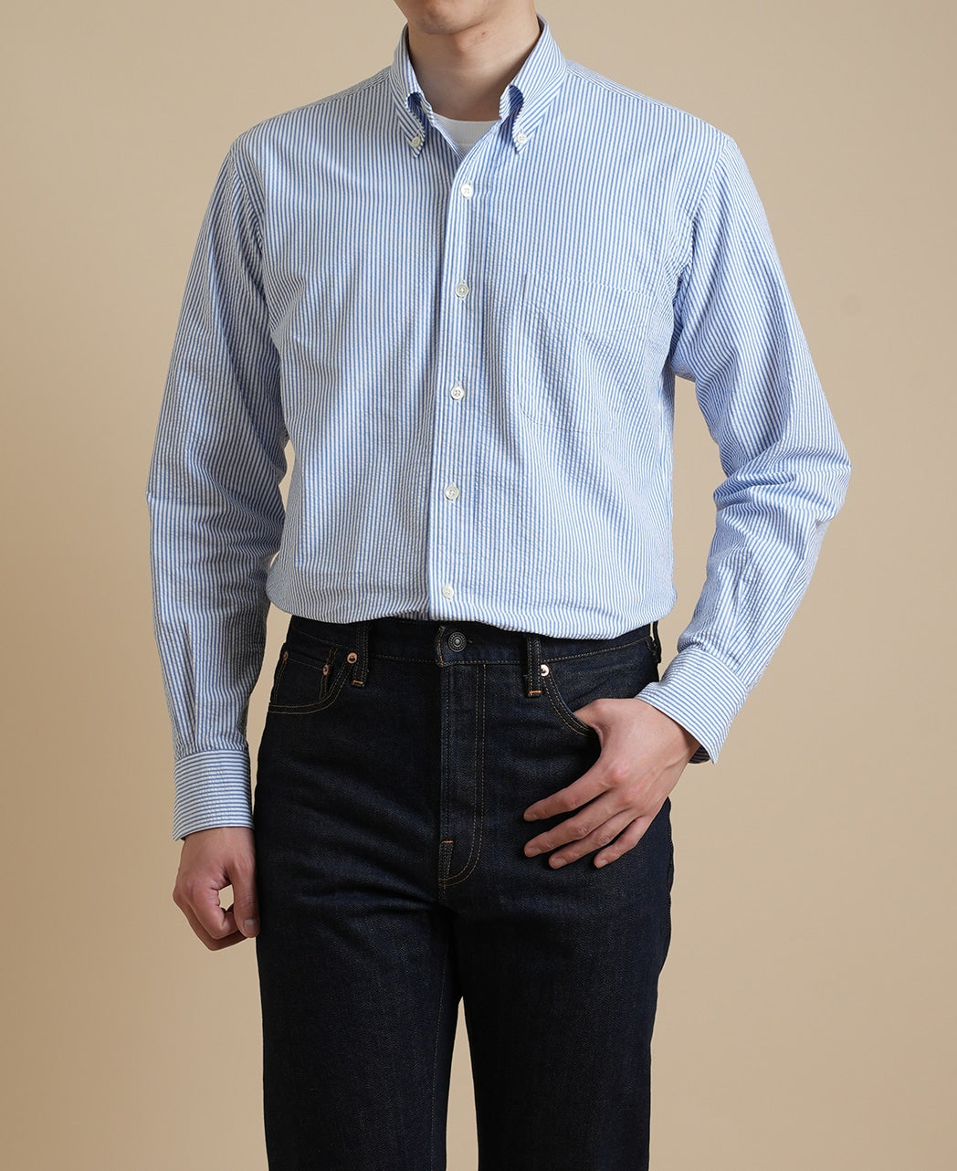 VINTAGE IVY BUTTON-DOWN SEERSUCKER STRIPE – Kamakura Shirts