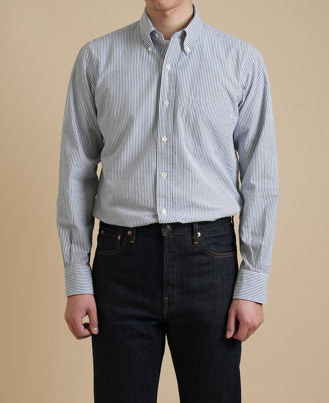 VINTAGE IVY BUTTON-DOWN SEERSUCKER STRIPE – Kamakura Shirts Global