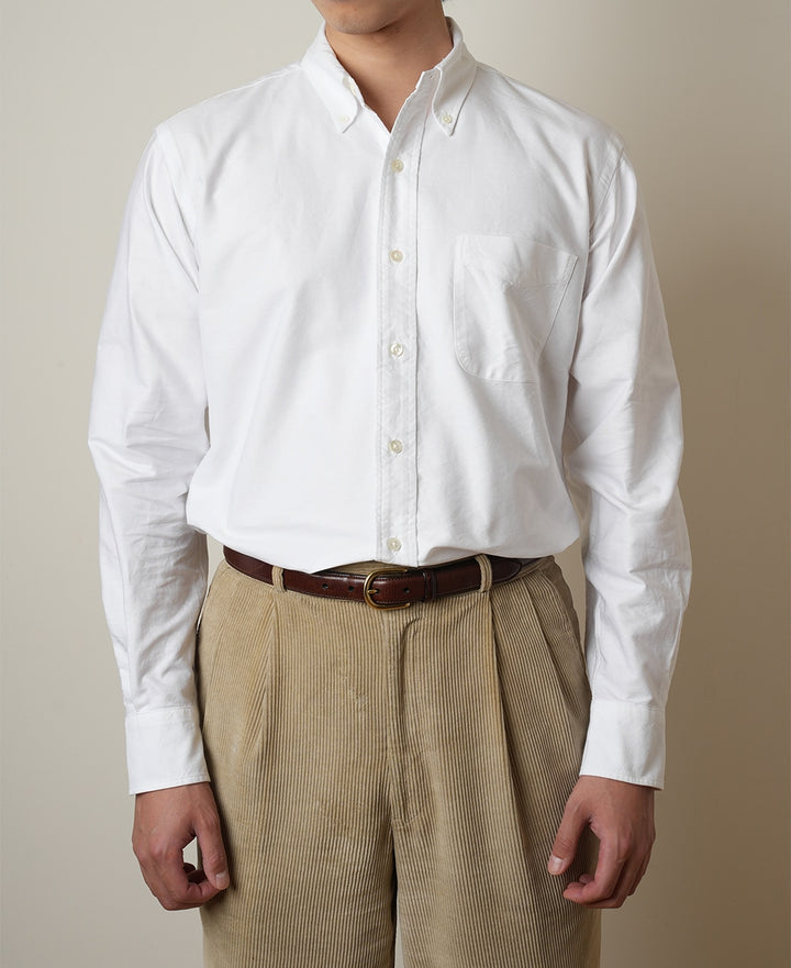 ovy Cotton Shirts (white×brown) White/Khaki Ivy Stripe Big Oxford - Buck Mason- Modern