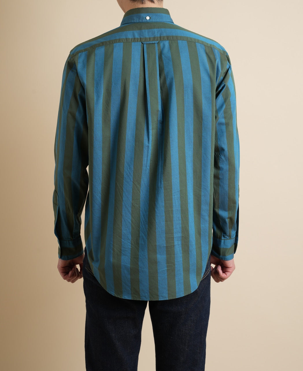 popoページ Vintage Ivy Olive green and Blue Stripe Popover – Kamakura Shirts