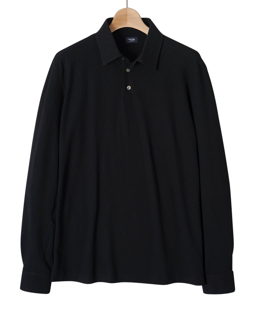 Long-sleeve high-twist cotton polo – Kamakura Shirts Global Online