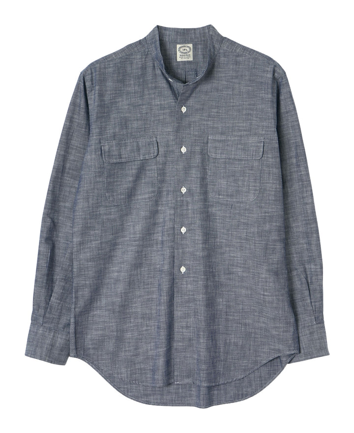 VINTAGE IVY- BAND COLLAR DARK CHAMBRAY – Kamakura Shirts Global Online Store