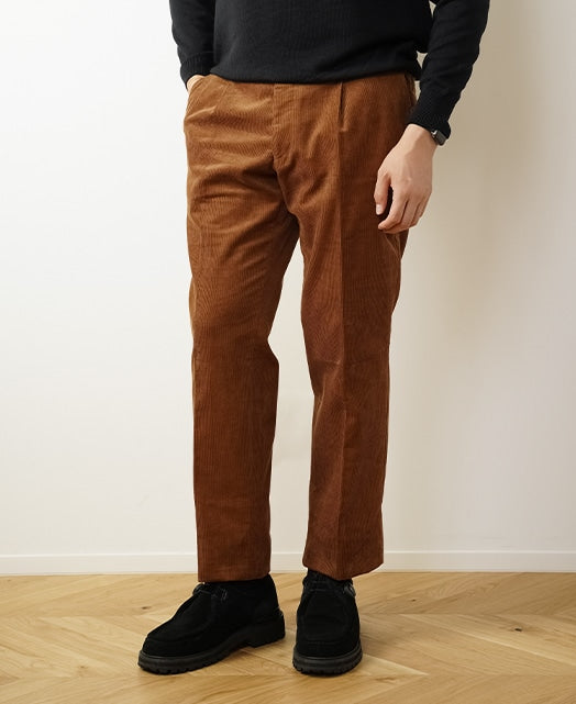 Cotton pants Fine-wale corduroy single pleat – Kamakura