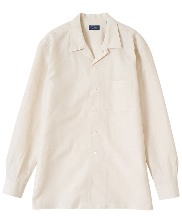 Cotton Linen Open-Collar Shirt