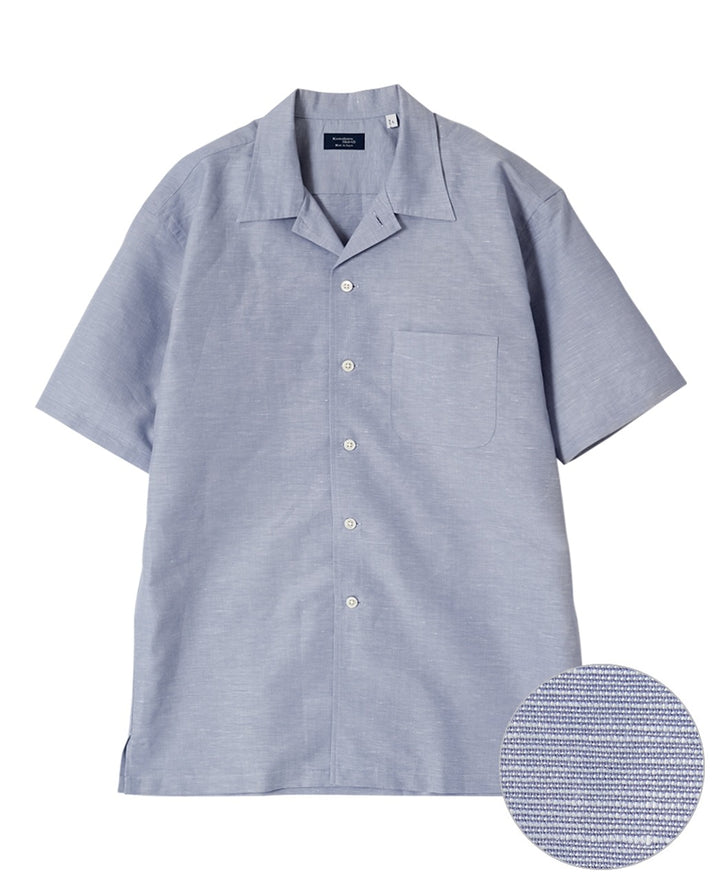 Short Sleeve Shirt - Cuban Collar Cotton Linen