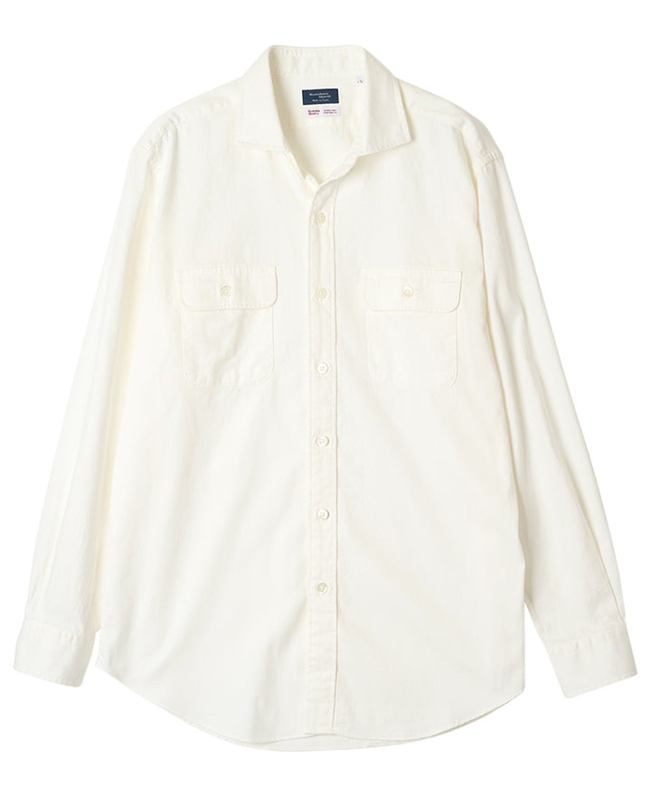 Double-Pocket White Denim Shirt