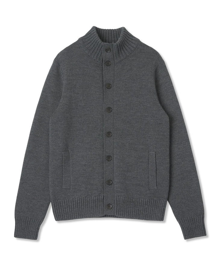 Extra-Fine Merino Stand-Collar Cardigan