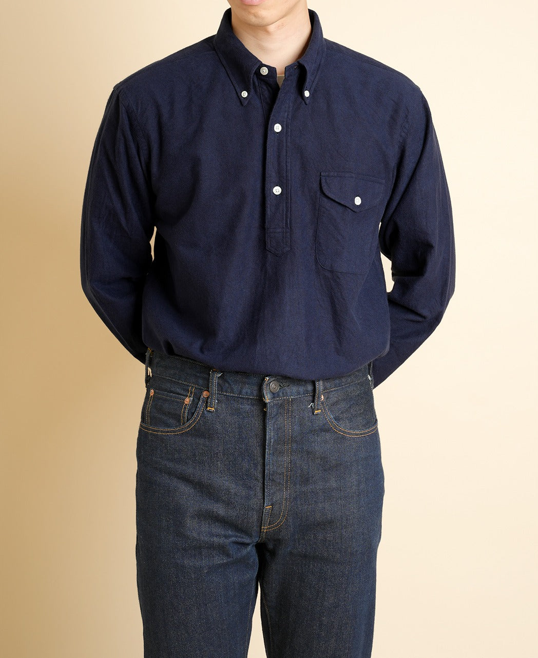 VINTAGE IVY BRUSHED NAVY OXFORD SHIRT – Kamakura Shirts Global