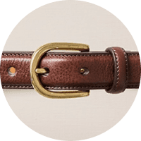 HORSESHOE BUCKLE SLIM LEATHER BELT
